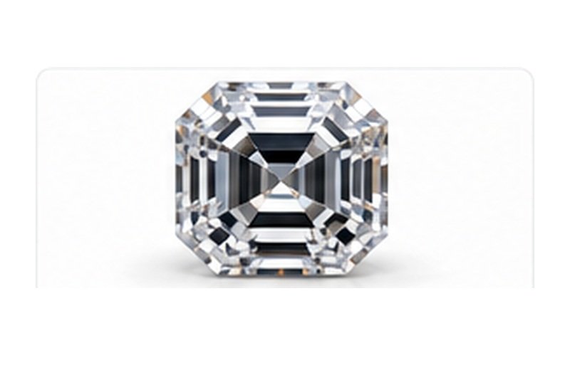 Asscher cut diamond photographed face-up