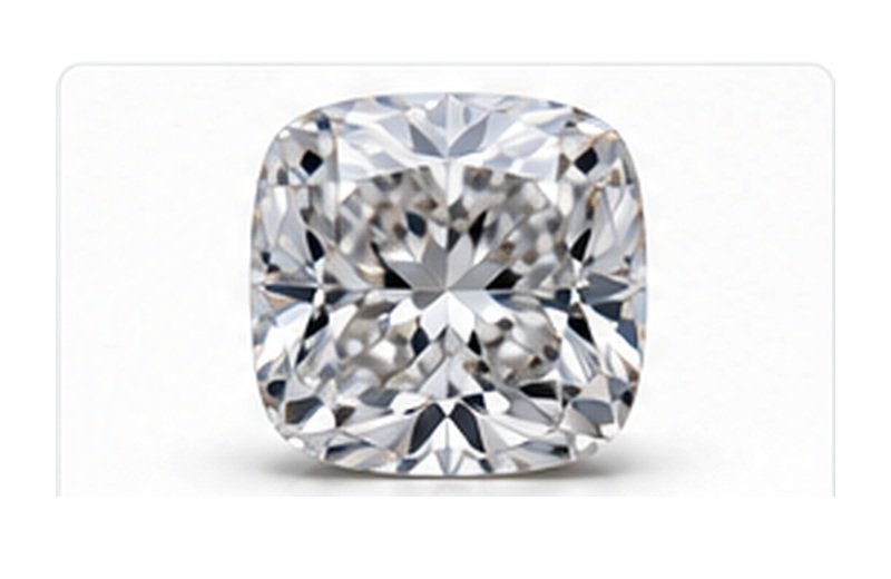 Cushion cut diamond photographed face-up